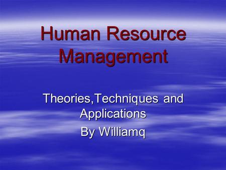 Human Resource Management