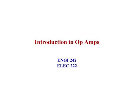 Introduction to Op Amps