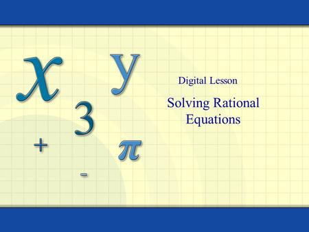 Solving Rational Equations