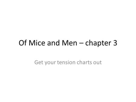 Of Mice and Men – chapter 3 Get your tension charts out.