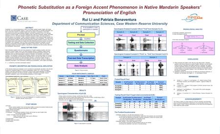 PHONOLOGICAL ANALYSIS ABSTRACT Substitution is a common phenomenon when a non-English speaker speaks English with foreign accent. By using spectrographic.