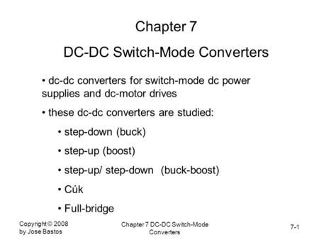 DC-DC Switch-Mode Converters