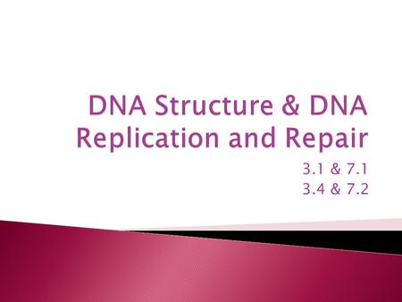 3.1 & 7.1 3.4 & 7.2.  Genetic information is stored in molecules called nucleic acids.  There are 2 types of nucleic acids  DNA: deoxyribonucleic acid.