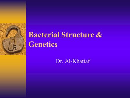 Bacterial Structure & Genetics Dr. Al-Khattaf. Definition Bacteria : Is a heterogeneous group of uni- cellular organisms about 1-8 μm in diameter Prokaryotic.