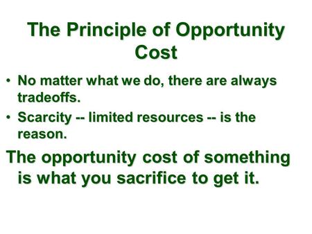 The Principle of Opportunity Cost