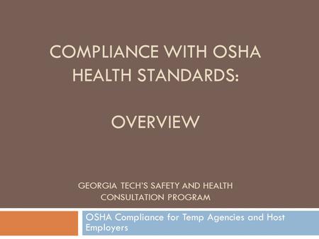 OSHA Compliance for Temp Agencies and Host Employers