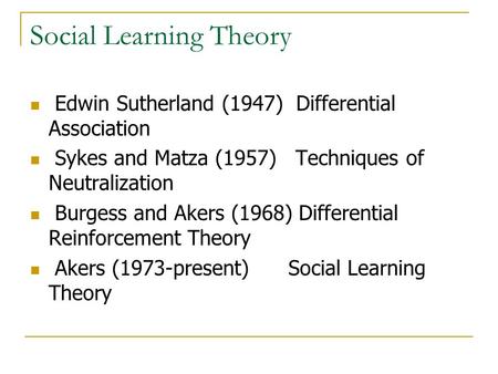 Social Learning Theory