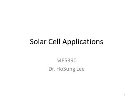 Solar Cell Applications