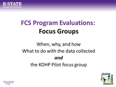 FCS Program Evaluations: Focus Groups