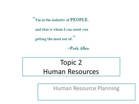 Human Resource Planning