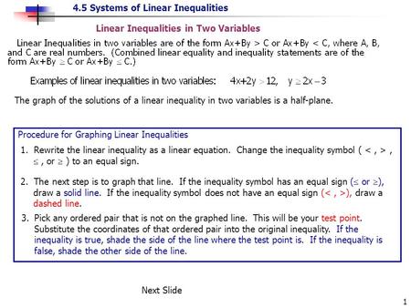 Linear Inequalities in Two Variables