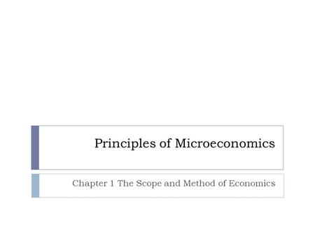 Principles of Microeconomics