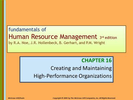 CHAPTER 16 Creating and Maintaining High-Performance Organizations