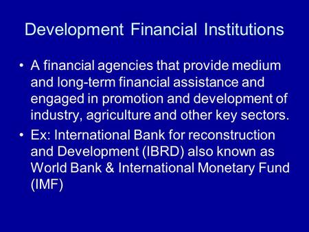 Development Financial Institutions