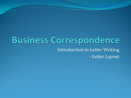 Business Correspondence