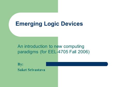 Emerging Logic Devices