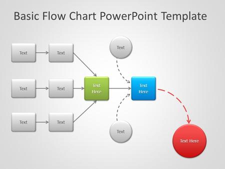 Basic Flow Chart PowerPoint Template Text TextHereTextHereTextHereTextHere Text Here.