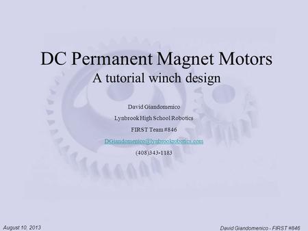 DC Permanent Magnet Motors A tutorial winch design