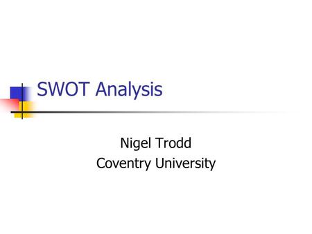 Nigel Trodd Coventry University