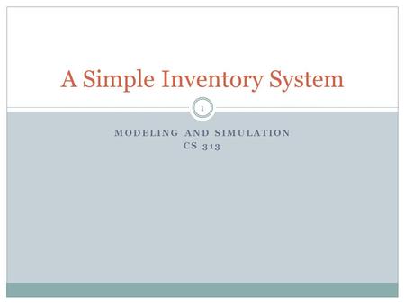 A Simple Inventory System