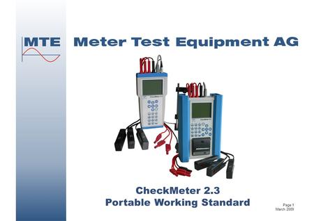 CheckMeter 2.3 Portable Working Standard Page 1 March 2009.