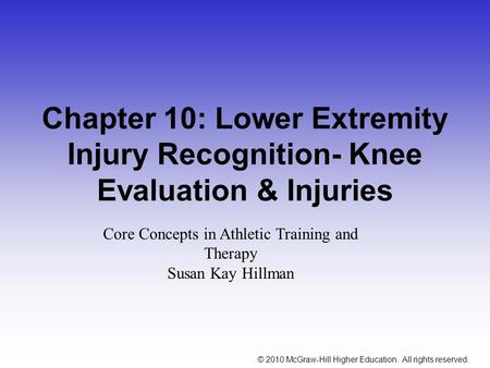 Core Concepts in Athletic Training and Therapy