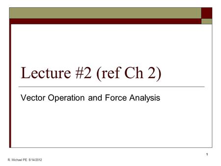 Vector Operation and Force Analysis