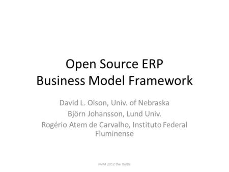 Open Source ERP Business Model Framework