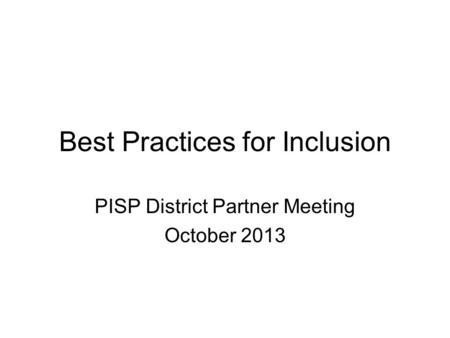 Best Practices for Inclusion