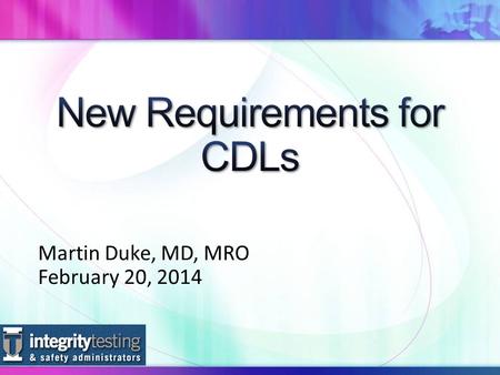 Martin Duke, MD, MRO February 20, 2014. Introduction Who can be a Medical Examiner? Medical Examiner Training and Certification Medical Examiner Requirements.