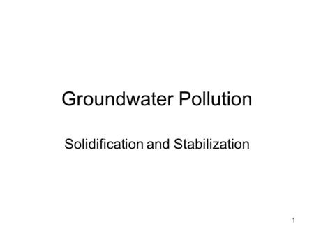 Groundwater Pollution