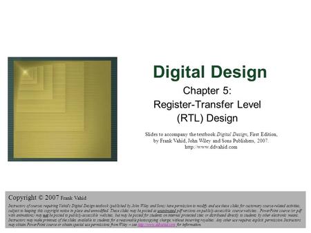 Chapter 5: Register-Transfer Level (RTL) Design