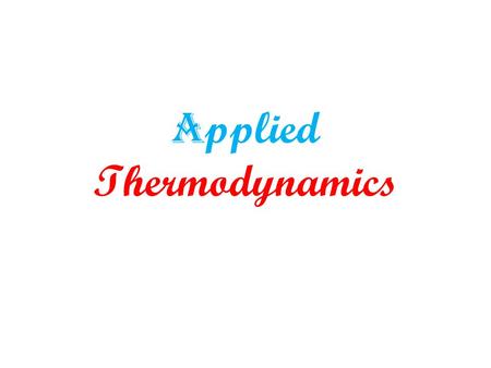 Applied Thermodynamics