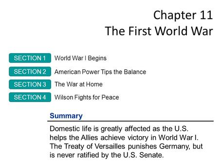 Chapter 11 The First World War