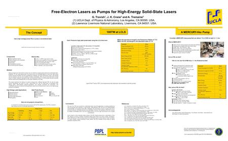 Free-Electron Lasers as Pumps for High-Energy Solid-State Lasers The Concept  Work supported by DOE BES grant DE-FG03-98ER45693.