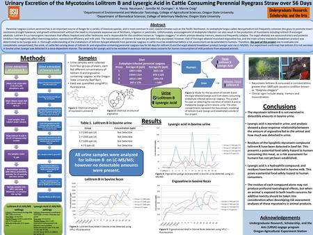 Methods Urinary Excretion of the Mycotoxins Lolitrem B and Lysergic Acid in Cattle Consuming Perennial Ryegrass Straw over 56 Days Persia Neumann, 1 Jennifer.