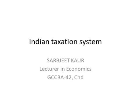 Indian taxation system