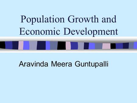 Population Growth and Economic Development