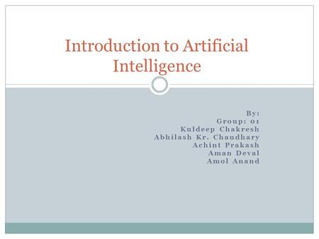 Introduction to Artificial Intelligence