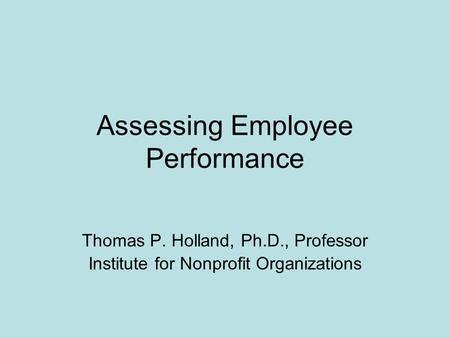 Assessing Employee Performance