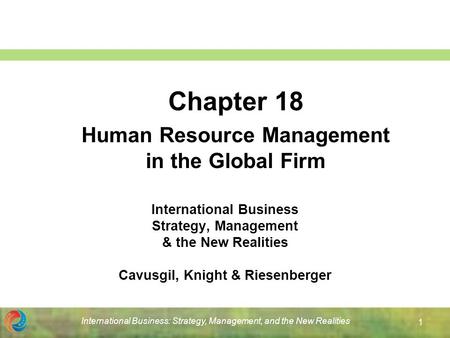 Chapter 18 Human Resource Management in the Global Firm