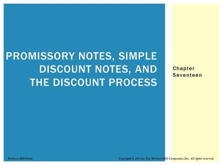 Promissory Notes, Simple Discount Notes, and The Discount Process