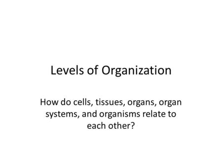 Levels of Organization