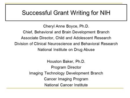 Successful Grant Writing for NIH