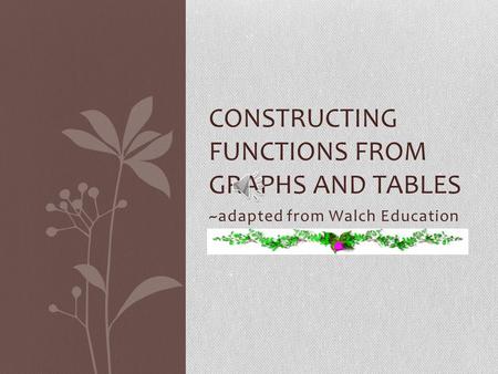 ~adapted from Walch Education CONSTRUCTING FUNCTIONS FROM GRAPHS AND TABLES.