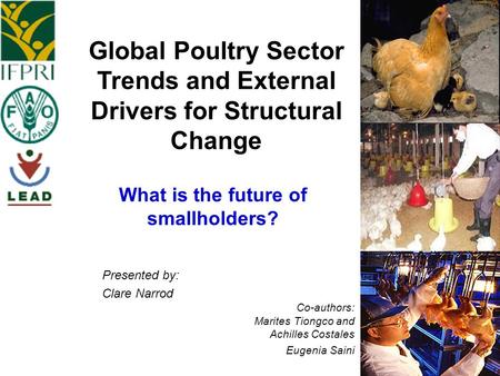 Global Poultry Sector Trends and External Drivers for Structural Change Presented by: Clare Narrod Co-authors: Marites Tiongco and Achilles Costales Eugenia.