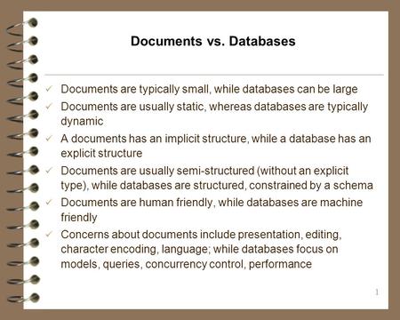 Documents vs. Databases