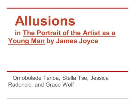 Allusions in The Portrait of the Artist as a Young Man by James Joyce