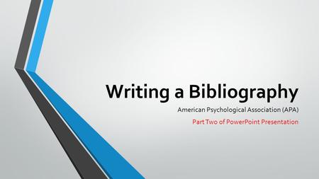 Writing a Bibliography