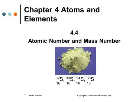 Chapter 4 Atoms and Elements